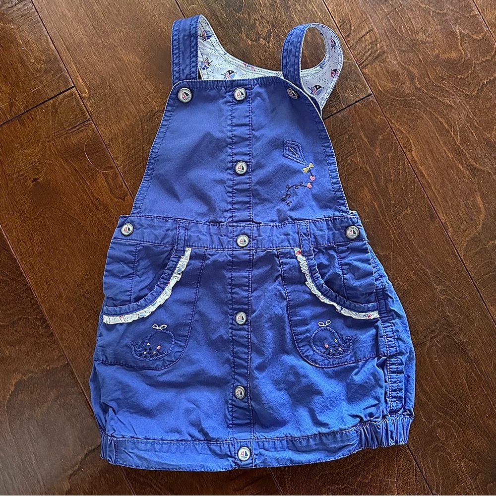 Sergent Major 18M Blue Kids Overall Dress w Whale and Kite Embroidery